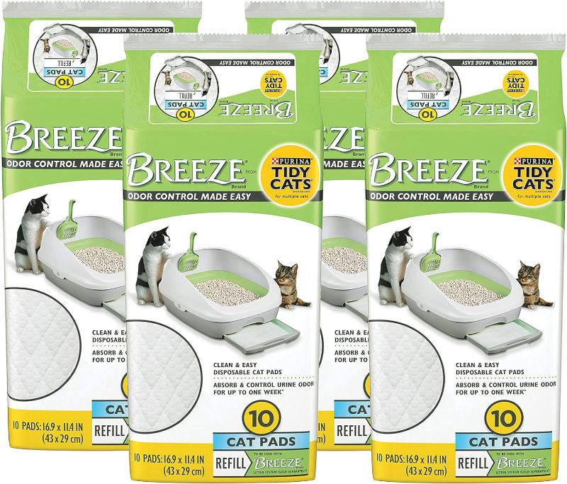 Photo 1 of Purina Tidy Cats Breeze Cat Pad Refills, Clean & Easy Disposable Cat Pads for Breeze Litter System, Controls Odors, 10 Cat Pad Refills/Pack (Pack of 6)
