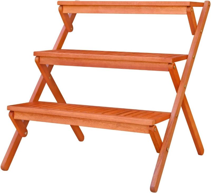 Photo 1 of VIFAH V499 Outdoor Wood Three-Layer Plant Stand
