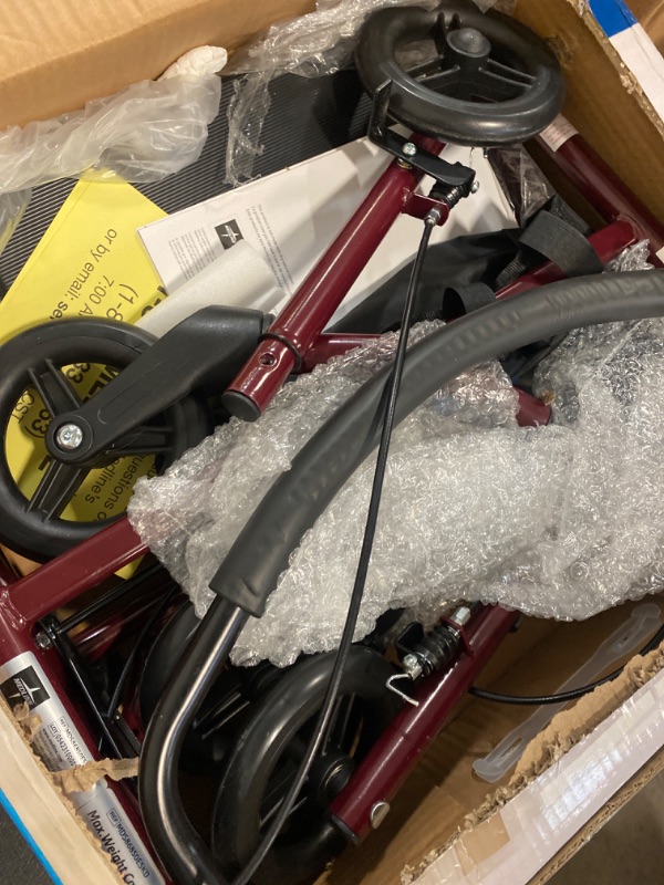 Photo 1 of Medline Rollator Walker with Seat, Steel Rolling Walker with 6-inch Wheels Supports up to 350 lbs, Medical Walker, Burgundy

