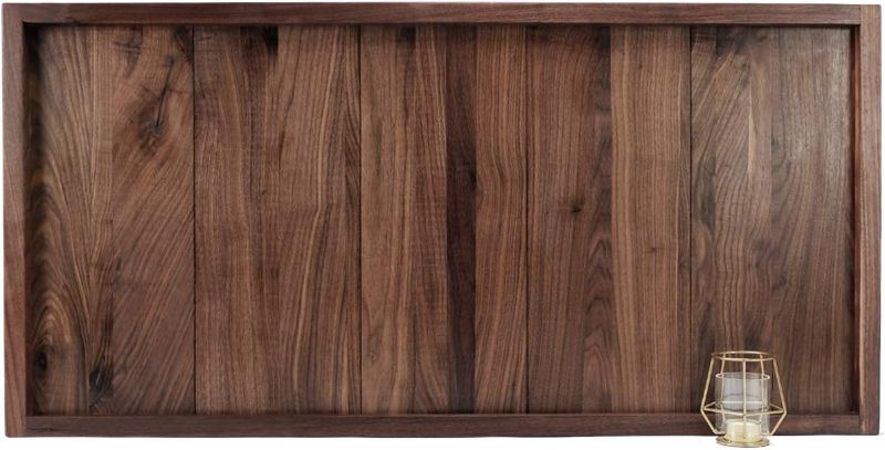 Photo 1 of MAGIGO 40 x 20 Inches Extra Large Extra Long Rectangle Black Walnut Wood Ottoman Tray, Serve Tea, Coffee Classic Wooden Decorative Walnut Serving Tray
