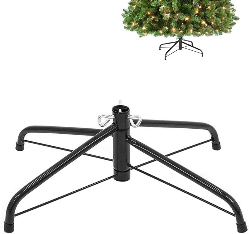 Photo 1 of Christmas Tree Stand for Artificial Tree Folding Stand, Replacement Xmas Tree Stand Base for 4 Ft to 8.5Ft Artificial Trees,Fits 0.5-1.25 Inch Tree Pole?Black
