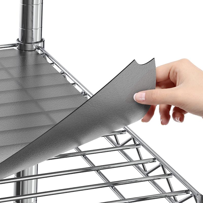 Photo 1 of Shelf Liners for Wire Shelf System - Set of 4 in Graphite - 14 x 36 inch - Plastic Wire Shelving Shelf Mats
