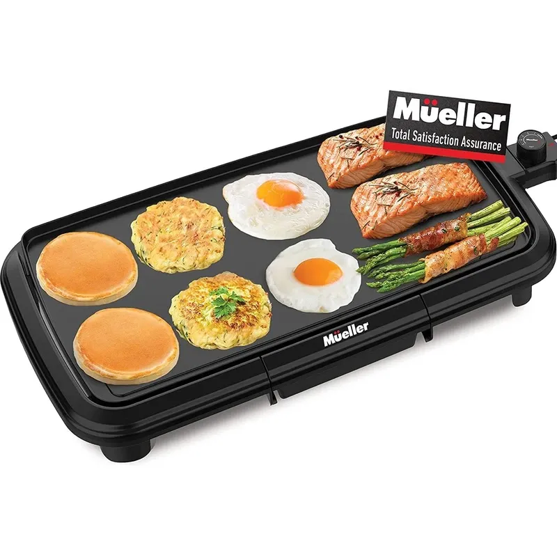 Photo 1 of Mueller HealthyBites Electric Griddle Nonstick, 20 Inch Eco Pancake Griddle Grill Teflon-free, 10 Eggs at Once, Cool-Touch Handles & Slide-Out Drip Tray, for Breakfast Pancakes, Burgers, Eggs
