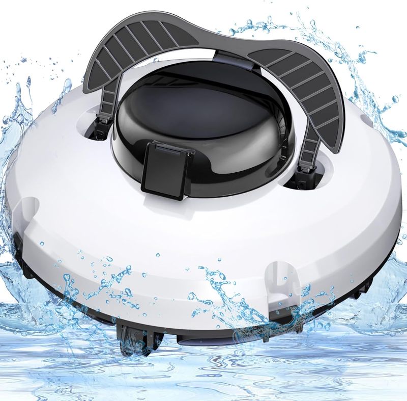 Photo 1 of Upgrade Cordless Pool Vacuum for Above Ground Pool, Automatic Robotic Pool Cleaner Dual-Drive Motors Self-Parking Pool Cleaner Vacuum for In Ground Flat Pools Up to 1000 Sq.Ft (Lasts 120 Mins)
