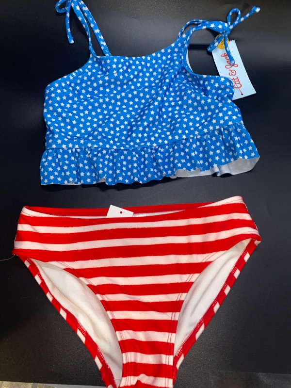 Photo 2 of Medium (8) Girls 2 Set Bathing Suits 4 Pcs 