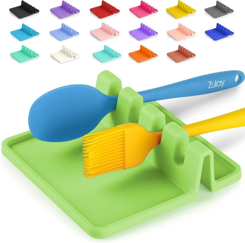 Photo 1 of Zulay Kitchen Silicone Utensil Rest with Drip Pad for Multiple Utensils - BPA-Free, Heat-Resistant Spoon Rest & Spoon Holder for Stove Top - Kitchen Utensil Holder for Ladles & Tongs - Green