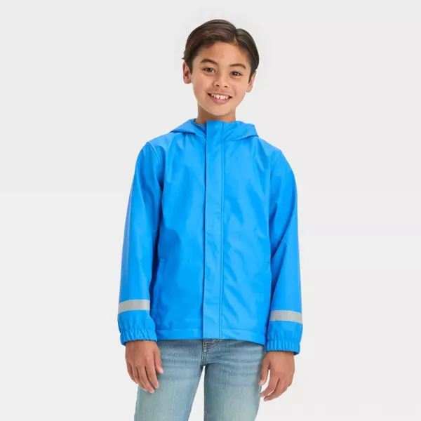 Photo 1 of Large (10-12) Kids' Long Sleeve Solid Rain Coat - Cat & Jack™ Blue