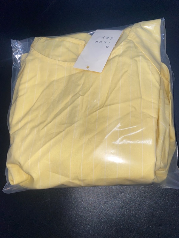 Photo 2 of Large Women's Slim Fit Puff Short Sleeve Top - A New Day Yellow 