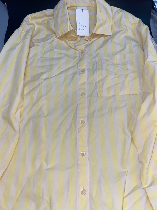 Photo 1 of Small Women's Long Sleeve Button-Down Shirt - A New Day Yellow Striped 