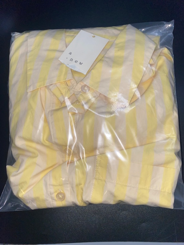 Photo 2 of Small Women's Long Sleeve Button-Down Shirt - A New Day Yellow Striped 