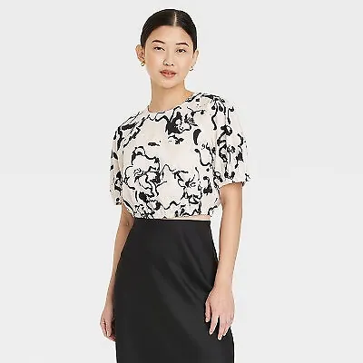 Photo 1 of Medium Women's Slim Fit Puff Short Sleeve Top - A New Day Floral XL