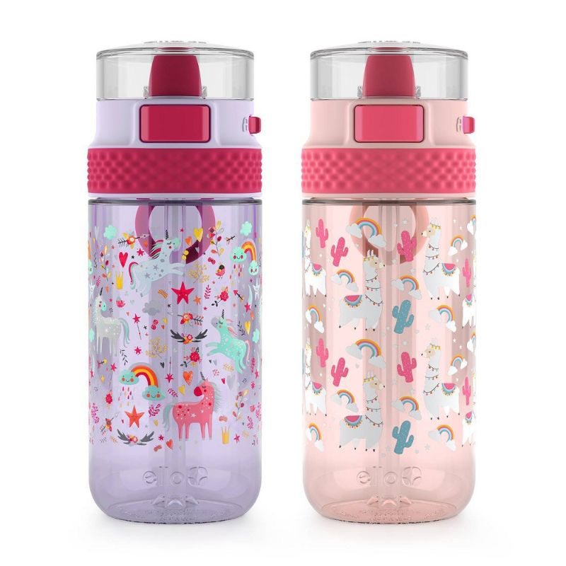 Photo 1 of Ello 16oz 2pk Plastic Stratus Kids' Water Bottles Pink/Purple