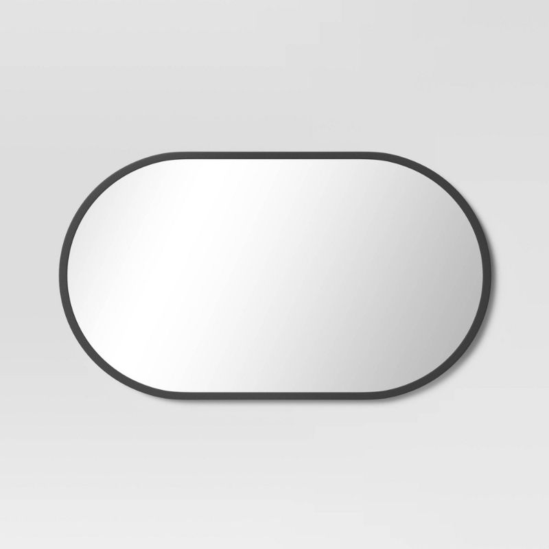 Photo 1 of 16" X 28" Metal Oval Pill Mirror Black - Project 62