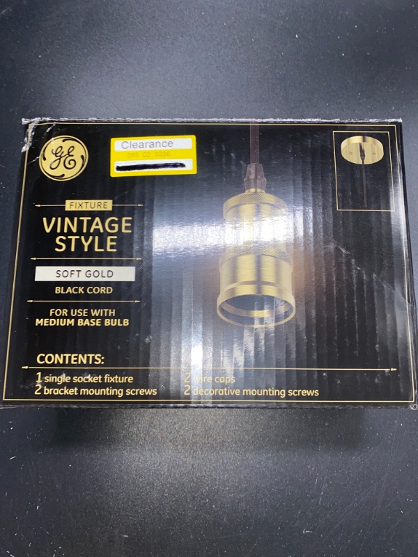 Photo 3 of GE Style Socket Fixture Soft Gold Black Cord for Use with Medium Base Bulb