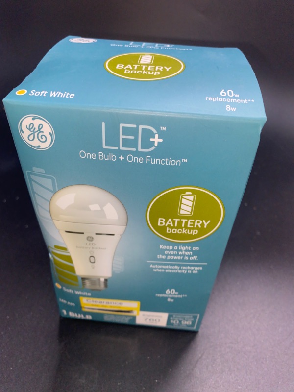 Photo 3 of GE LED+ Backup Battery LED Light Bulb 60 Watt Soft White A21 Bulb Medium Base