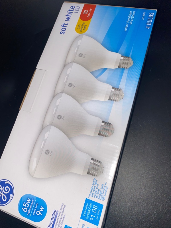 Photo 3 of GE LED Light Bulbs, 65 Watt, Soft White, BR30 Floodlights, Medium Base, Frosted Finish, 13yr, 4pk