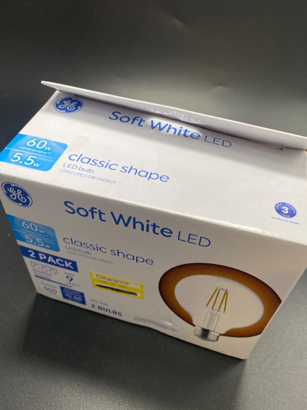 Photo 2 of GE 2pk 5.5 Watts Soft White Medium Base LED Globe Light Bulbs