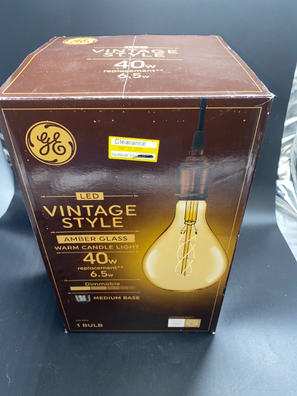 Photo 3 of GE LED Vintage 40-Watt EQ PS52 Amber Dimmable Edison Light Bulb 93100104