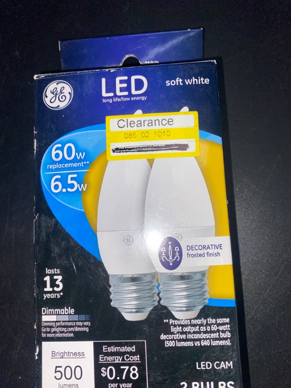 Photo 3 of GE 24353 Decorative Soft White 60w Dimmable Pack 2