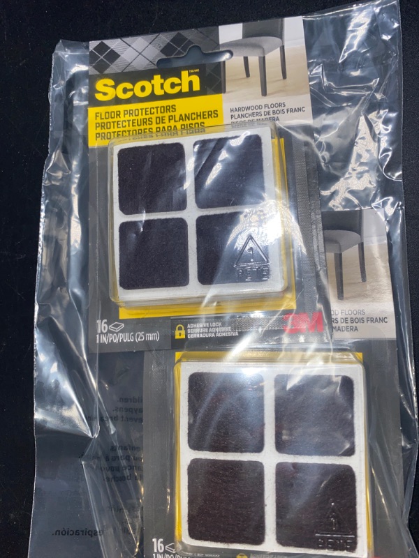 Photo 2 of 2- Scotch 16pc 1" Square Felt Pads Brown