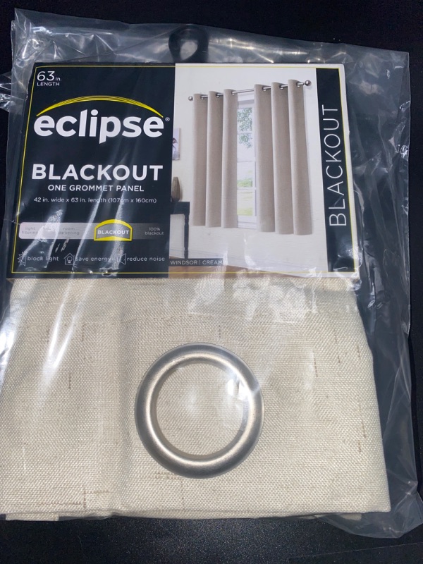 Photo 2 of 42"x63" Eclipse Blackout Windsor Window Curtain Panel Cream