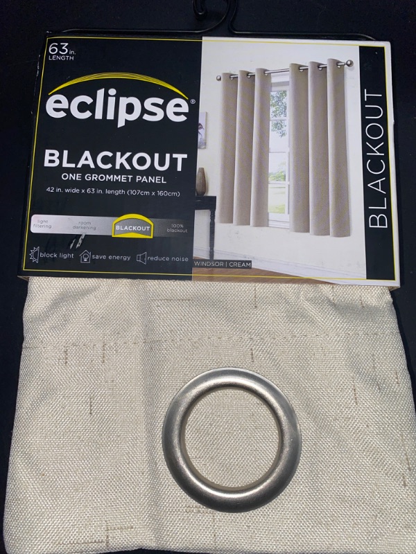 Photo 1 of 42"x63" Eclipse Blackout Windsor Window Curtain Panel Cream