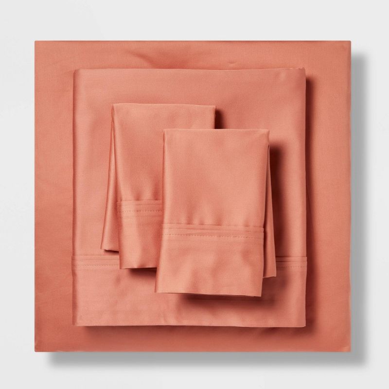Photo 1 of King Solid Performance 400 Thread Count Sheet Set Rust - Threshold