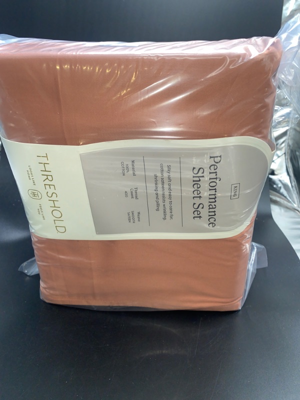 Photo 2 of King Solid Performance 400 Thread Count Sheet Set Rust - Threshold