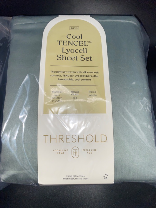 Photo 2 of King 320 Thread Count Cool TENCEL® Lyocell Sheet Set Gray Chalk - Threshold