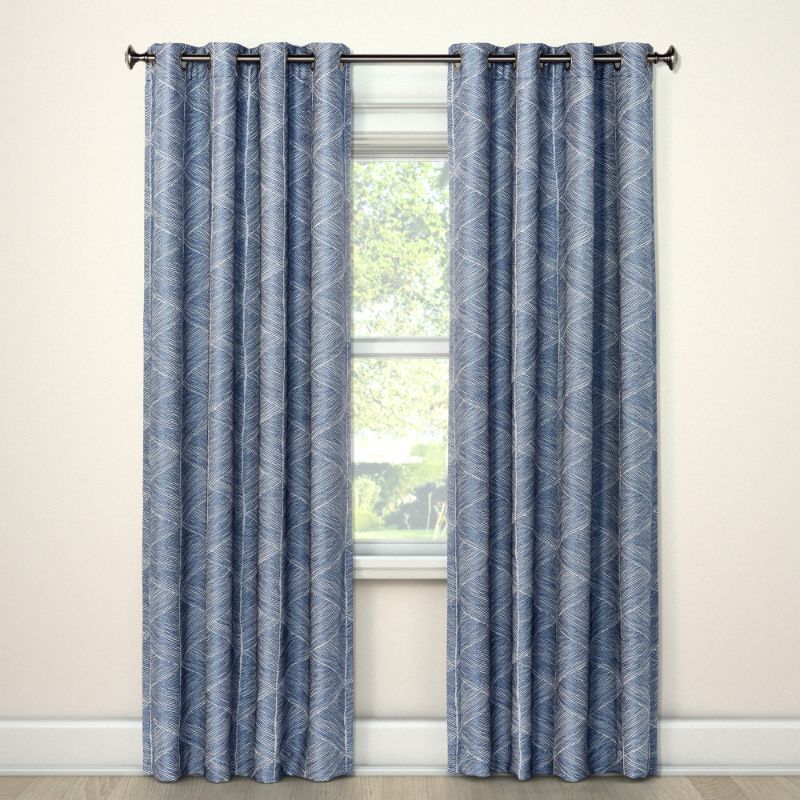 Photo 1 of 1pc 50"x84" Blackout Modern Stroke Window Curtain Panel Blue - Project 62