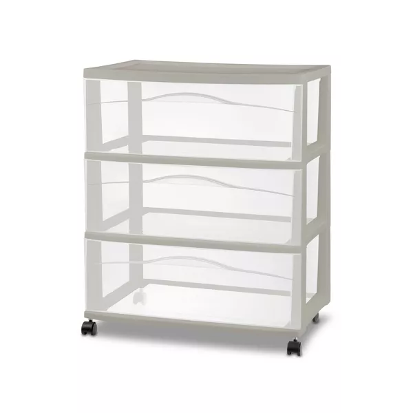 Photo 1 of 3 Drawer Wide Cart Tower Gray - Brightroom