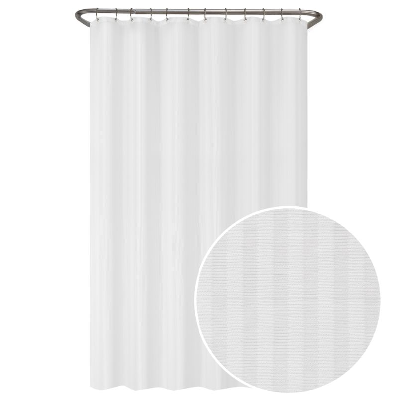 Photo 1 of 70 in. W X 72 in. L Ultimate Striped Waterproof Fabric Shower Curtain or Liner, White