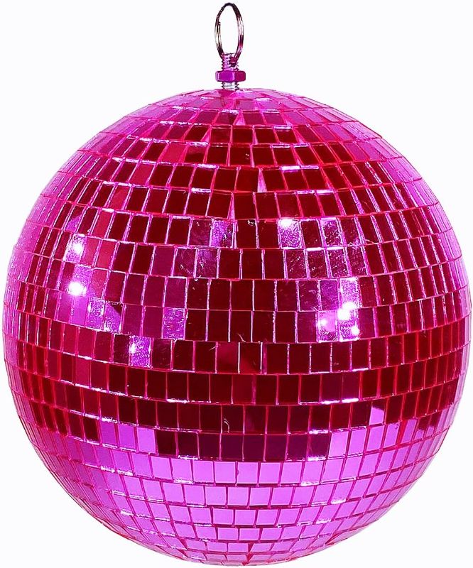 Photo 1 of 8" Mirror Disco Ball - Cool and Fun Hanging Party Disco Ball for Big Party Decorations (8 inch, Pink)