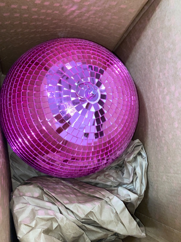 Photo 3 of 8" Mirror Disco Ball - Cool and Fun Hanging Party Disco Ball for Big Party Decorations (8 inch, Pink)