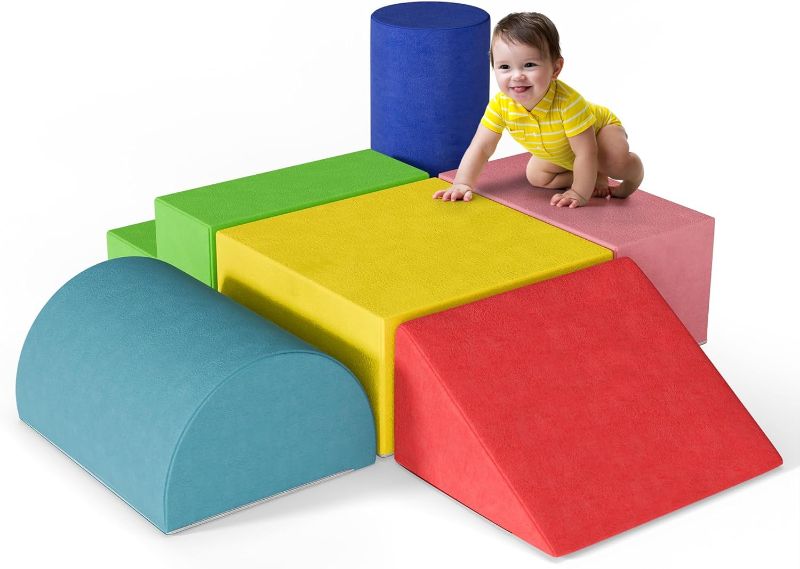 Photo 1 of Soft Foam Climbing Blocks Set – 6 Pcs Colorful Modular Crawling & Sliding Play Toys for Toddlers 1-3 Years Old, Lightweight Foam Playset Promotes Movement Skills