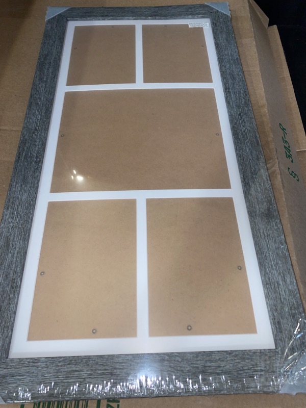 Photo 2 of 11x23 Picture Frame Display 5 opening 5x7 and 8x10 Picture Frame Collage,Multi Photo Frame with Mat,Plexiglass,Horizontal and Vertical Formats for Wall Decor,Grey Wood