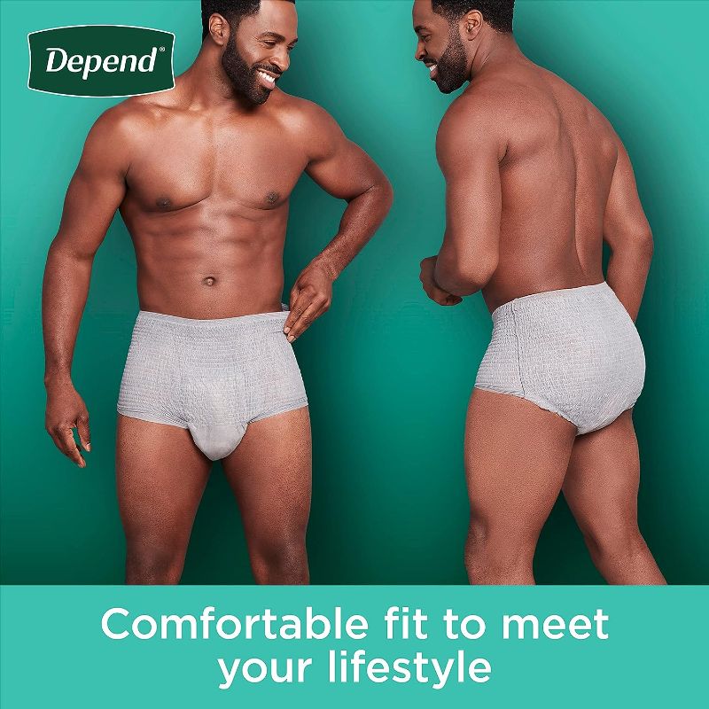 Photo 2 of Depend Fresh Protection Adult Incontinence Underwear for Men, Disposable, Maximum, Large, Grey, 72 Count (2 Packs of 36), Packaging May Vary