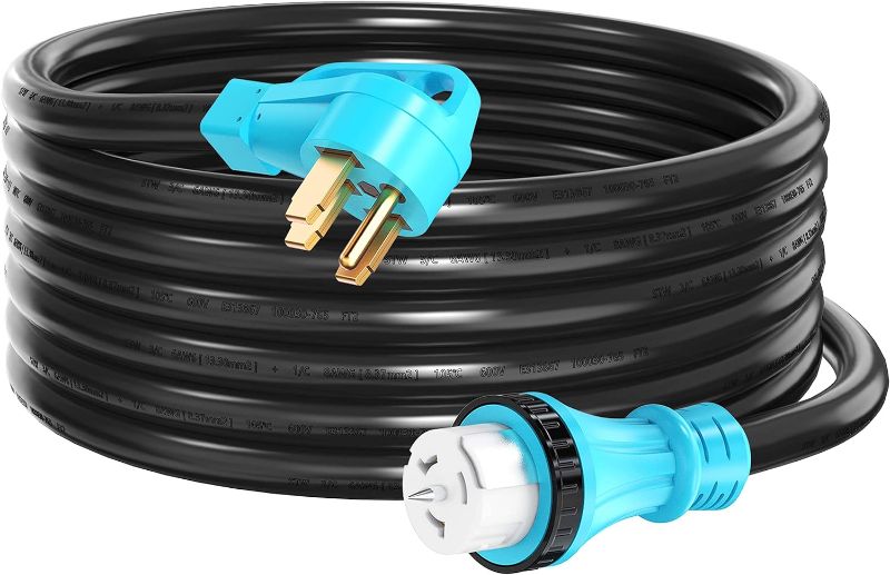 Photo 1 of UL Listed 50 Amp 10 Feet Generator Extension Cord, NEMA 14-50P Male to SS2-50R & CS6364 STW 6/3+8/1 AWG 125/250V Generator Power Cord Twist Lock Connectors for Generator to House