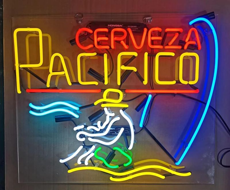 Photo 1 of Neon Signs Beer Bedroom Cerveza Pacifico Glass Neon Signs for Pub Hotel Cafe Man Cave Birthday Party Neon Light Art Wall Lights 24 X 20 Inches