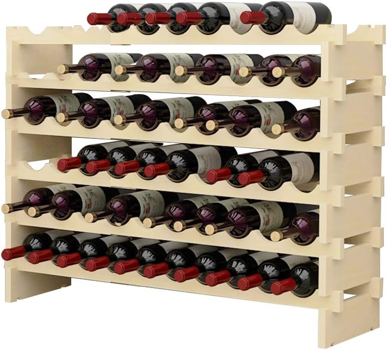 Photo 1 of DlandHome Wine Rack Stand 60 Bottles Holder 6 Tier Stackable Wine Storage Organizer Display Shelf Free Standing Wine Rack,Nature (8 X 6 Rows)