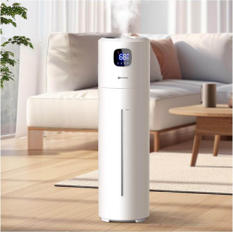 Photo 1 of Large Humidifiers for Bedroom, 9L/2.5Gal Ultrasonic Cool Mist Humidifier, Easy Clean Humidifier with 350ML/H Large Mist Speed, Quiet Tower Humidifier, Suitable for Kids Room Plant Yoga (White)