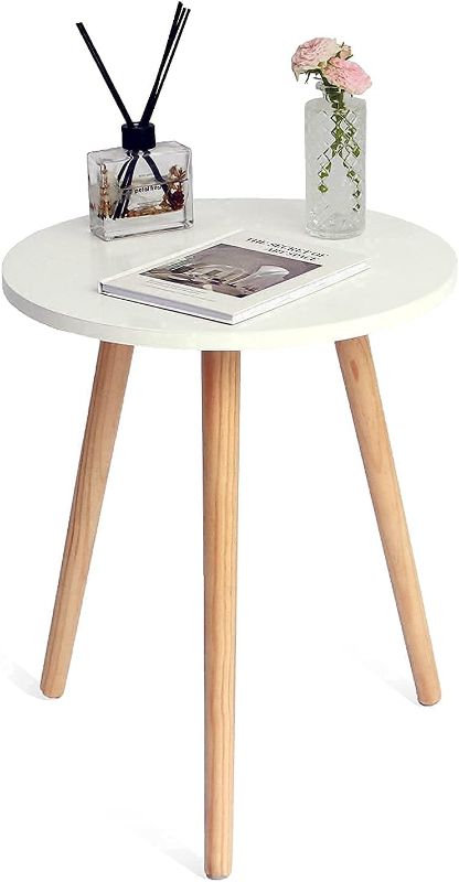 Photo 1 of AWASEN Round Side/ End Table, Accent Nightstand Modern for Living Room Bedroom Office Small Spaces, 16''D x 19.5''H (White)