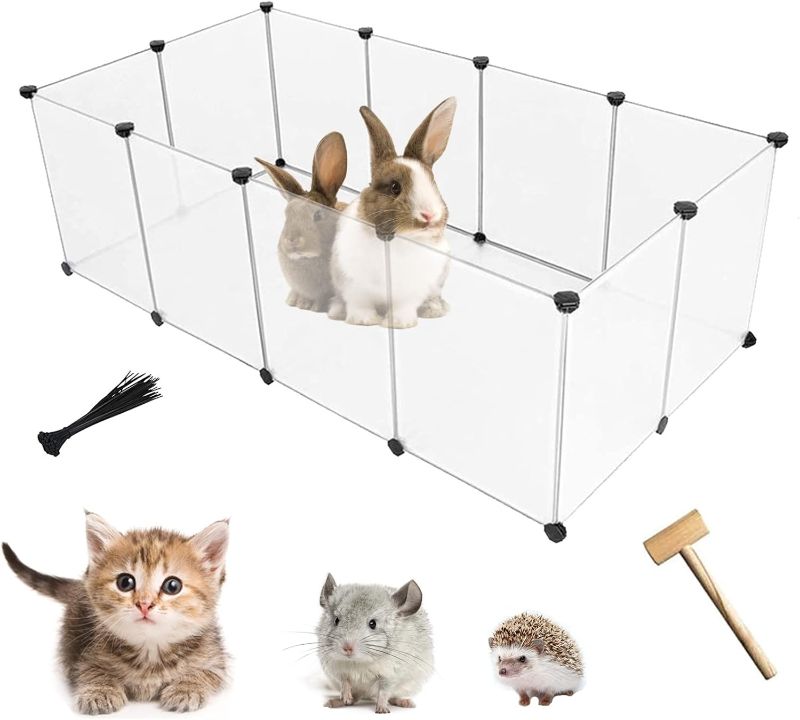 Photo 1 of  Pet Plastic Playpen,Rabbit Panels Small Animals Portable Yard Fence Rabbits DIY Outdoor & Indoor Fences,Kitten Breeding Crate for Hamster Bunny Puppy Hedgehogs Guinea Pig(12 Pcs)