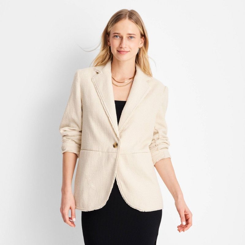 Photo 1 of XL Women's Boucle Frayed Edge Blazer - Future Collective™ with Jenny K. Lopez Cream XL