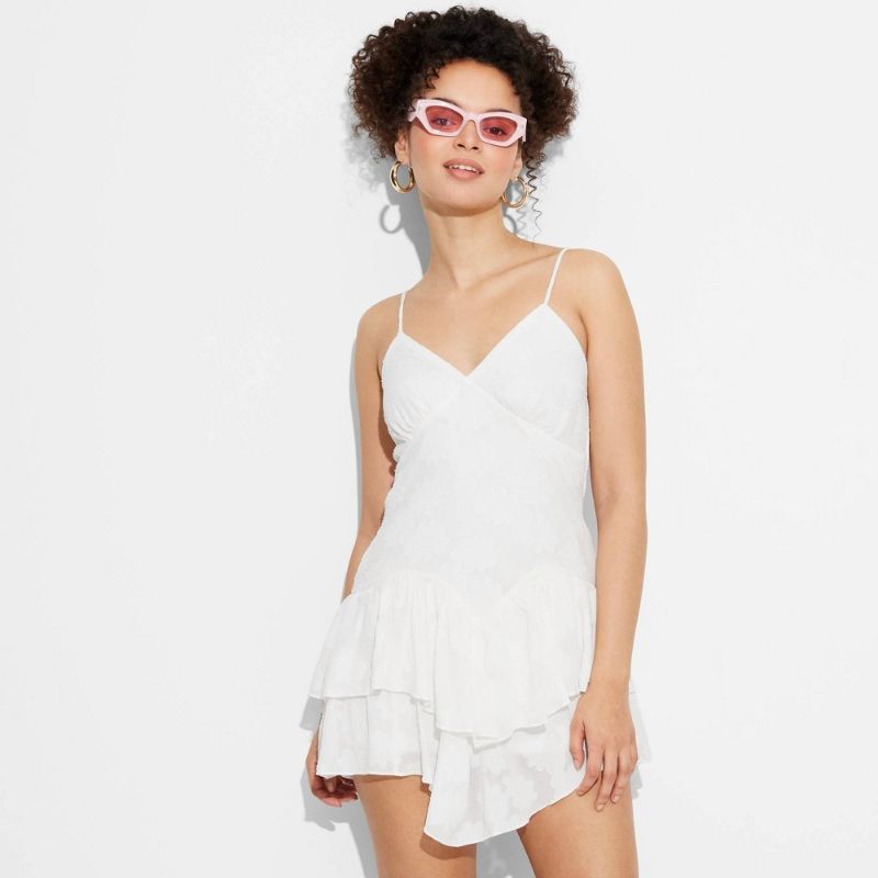 Photo 1 of XS Women's Triangle Cup Tiered Mini Skater Dress - Wild Fable™ Off-White 