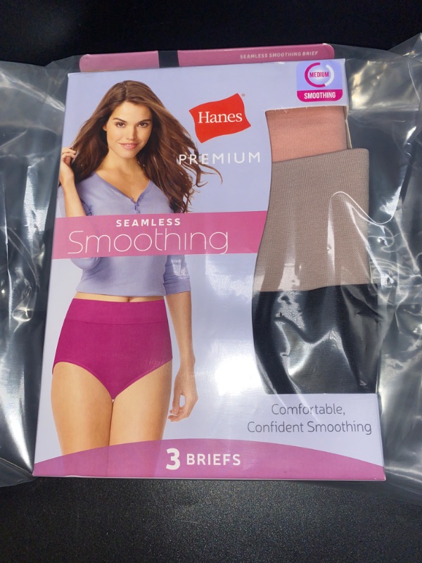 Photo 2 of Medium Hanes Premium Women's 3pk Smoothing Seamless Briefs Underwear - Basic Pack Beige/Light Brown/Black