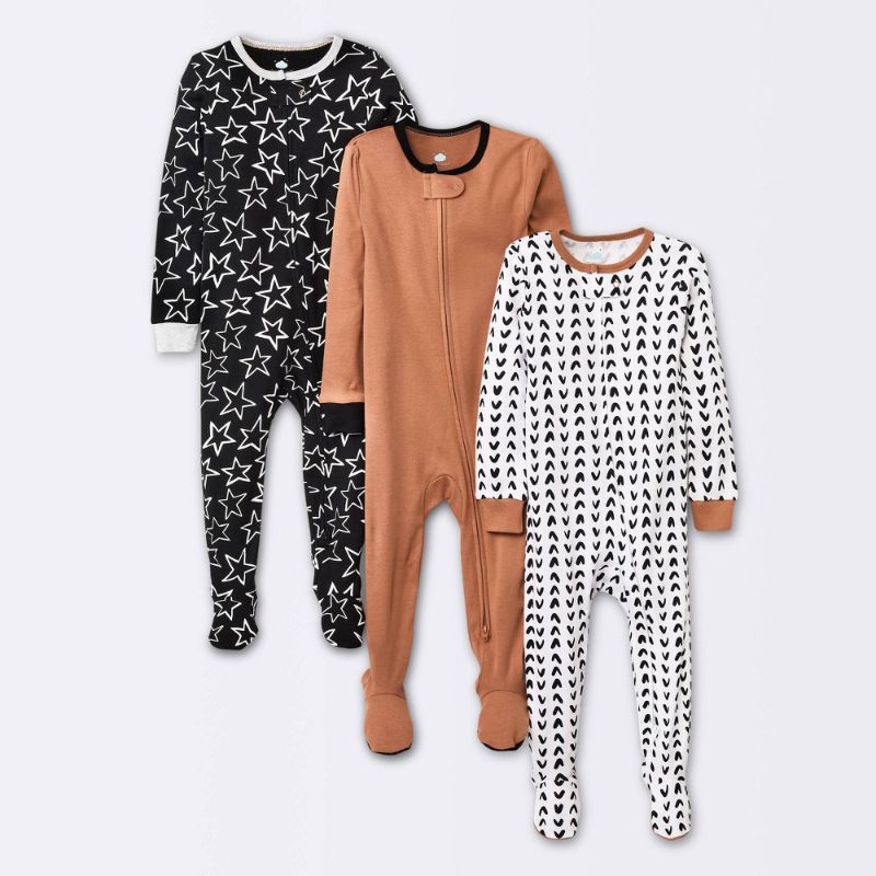 Photo 1 of 12M Baby 3pk Tight Fit Zip-up Sleep N' Play - Cloud Island™ Black