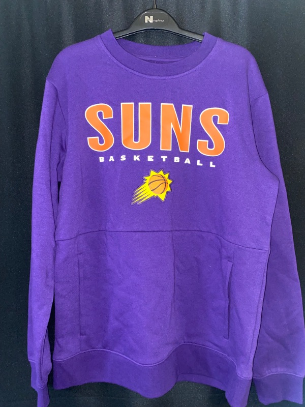 Photo 2 of Medium Dark Purple Phoenix Suns Long Sleeve Crewneck With Front Pocket For Men 