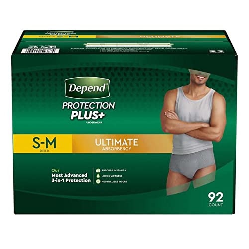 Photo 1 of Depend Protection Plus Ultimate Underwear for Men, Small/Medium (92 Count)