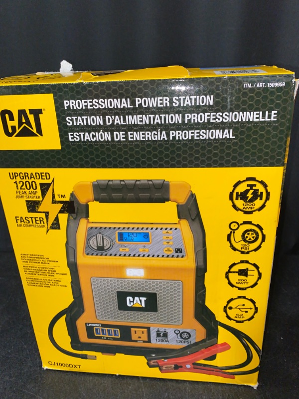 Photo 3 of CAT Power Station with 1,200-Peak-Amp Jump Starter, Tire Compressor and Power Inverter, Black/Yellow, CJ1000DXT